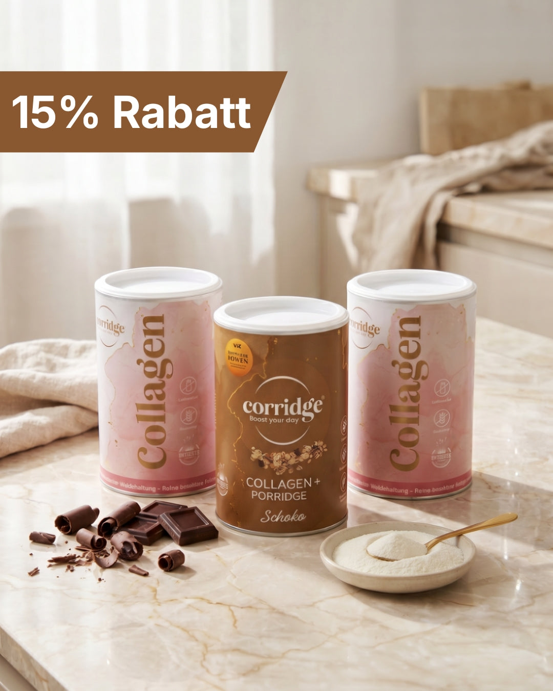 Beauty Routine Bundle - 2x Collagen Pulver & 1x Corridge Schoko