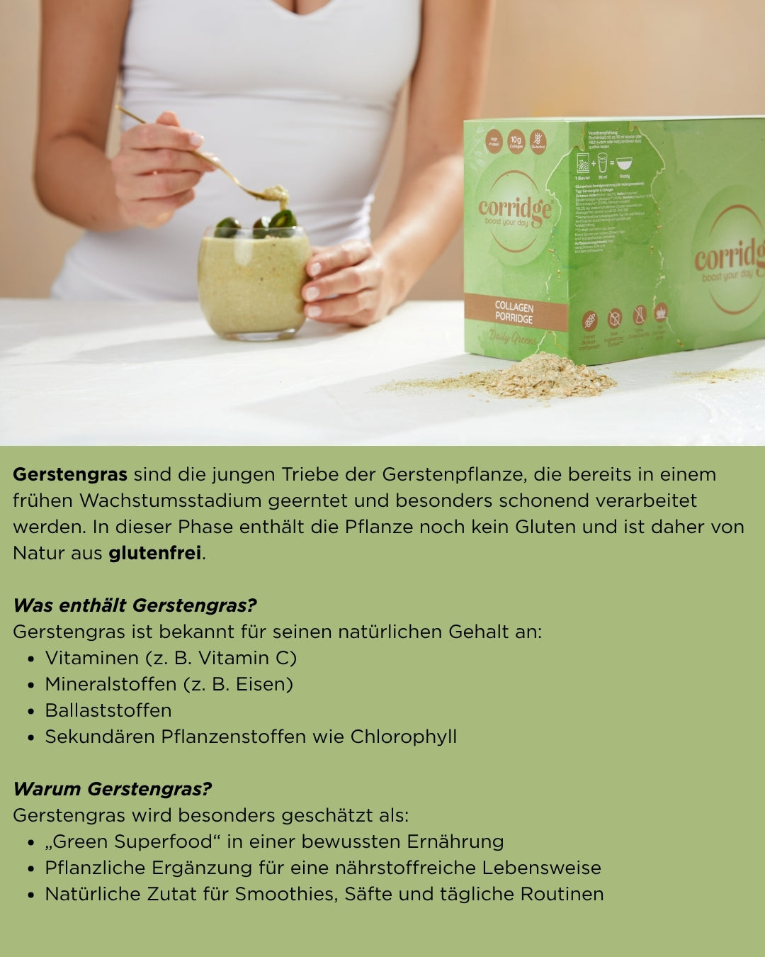 Gerstengras mit kollagen