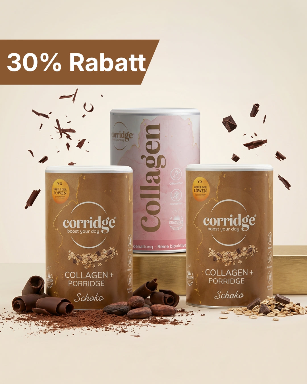 Beauty Breakfast Bundle - 1x Collagen Pulver und 2x Corridge Schoko